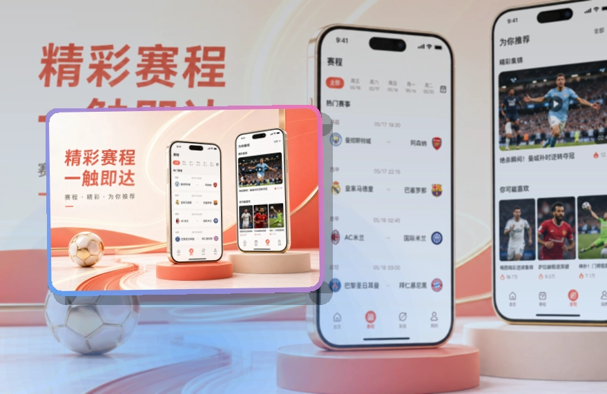 安装卡片区 · 赛程比分入口 · 移动查看更省时间界面展示